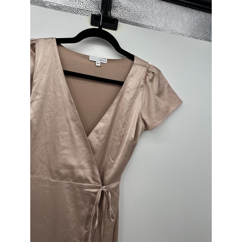 Baltic Born Champagne Krystal Satin Wrap Gown Size XS Wedding Bridal Event Gala - Picture 6 of 11